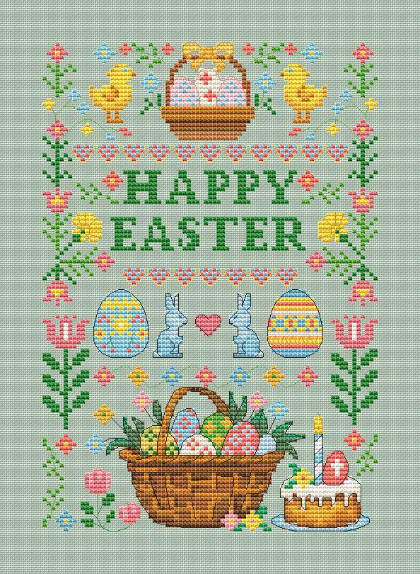 Happy Easter Sampler Cross Stitch Pattern - Etsy