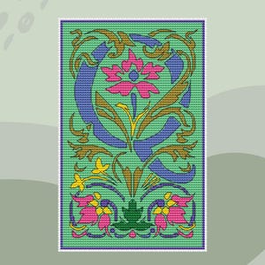 Padrão de ponto cruz da letra Q, download em PDF do monograma botânico Q em ponto x, design inicial moderno, ponto cruz com contagem do alfabeto, fonte abc