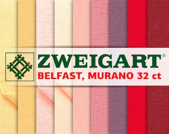 Tessuto da ricamo Zweigart Murano & Belfast 32 ct, tela per punto croce, tela AIDA 32 count, 9 colori