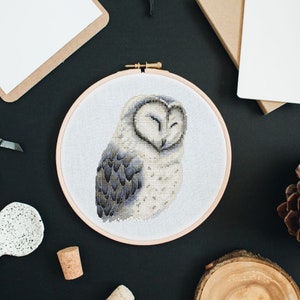 Owl cross-stitch pattern, bird Counted cross stitch, Modern cross stitch