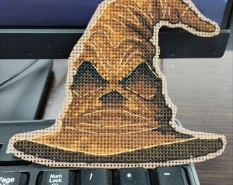Magic hat cross stitch pattern, attribute wizard hat x-stitxh design, Halloween gift PDF digital file, wizard magic things DIY wall decor