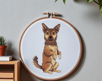 Dog cross stitch pattern, Puppy Pet x-stitch design PDF