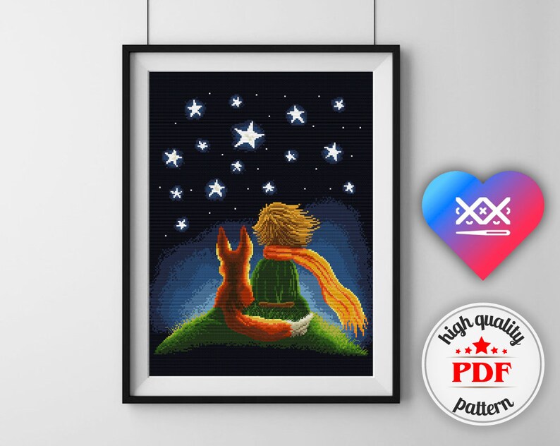 The Little Prince cross stitch pattern, counted cross stitch, PDF pattern image 4