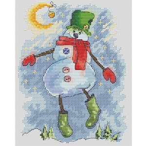 Snowman cross-stitch pattern, funny Snowman x-stitch, Christmas DIY design