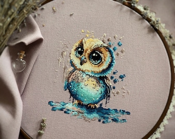 Owl cross-stitch pattern, embroidery cross stitch design, Hand Embroidery, Counted cross stitch, Modern cross stitch