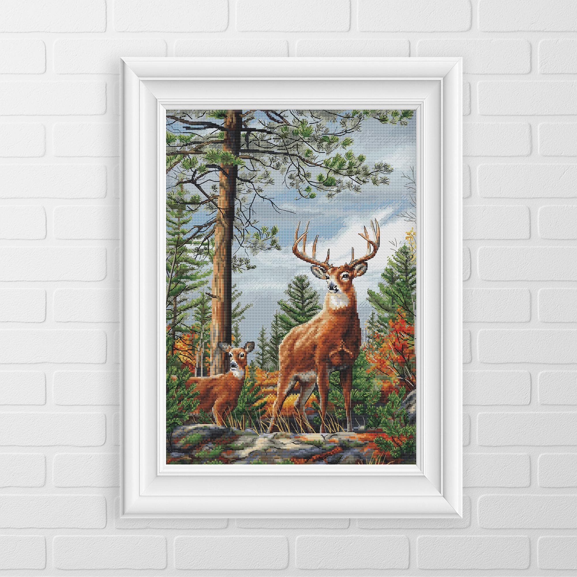 Deer Couple Cross Stitch Pattern, Forest Animals X-stitch - Etsy