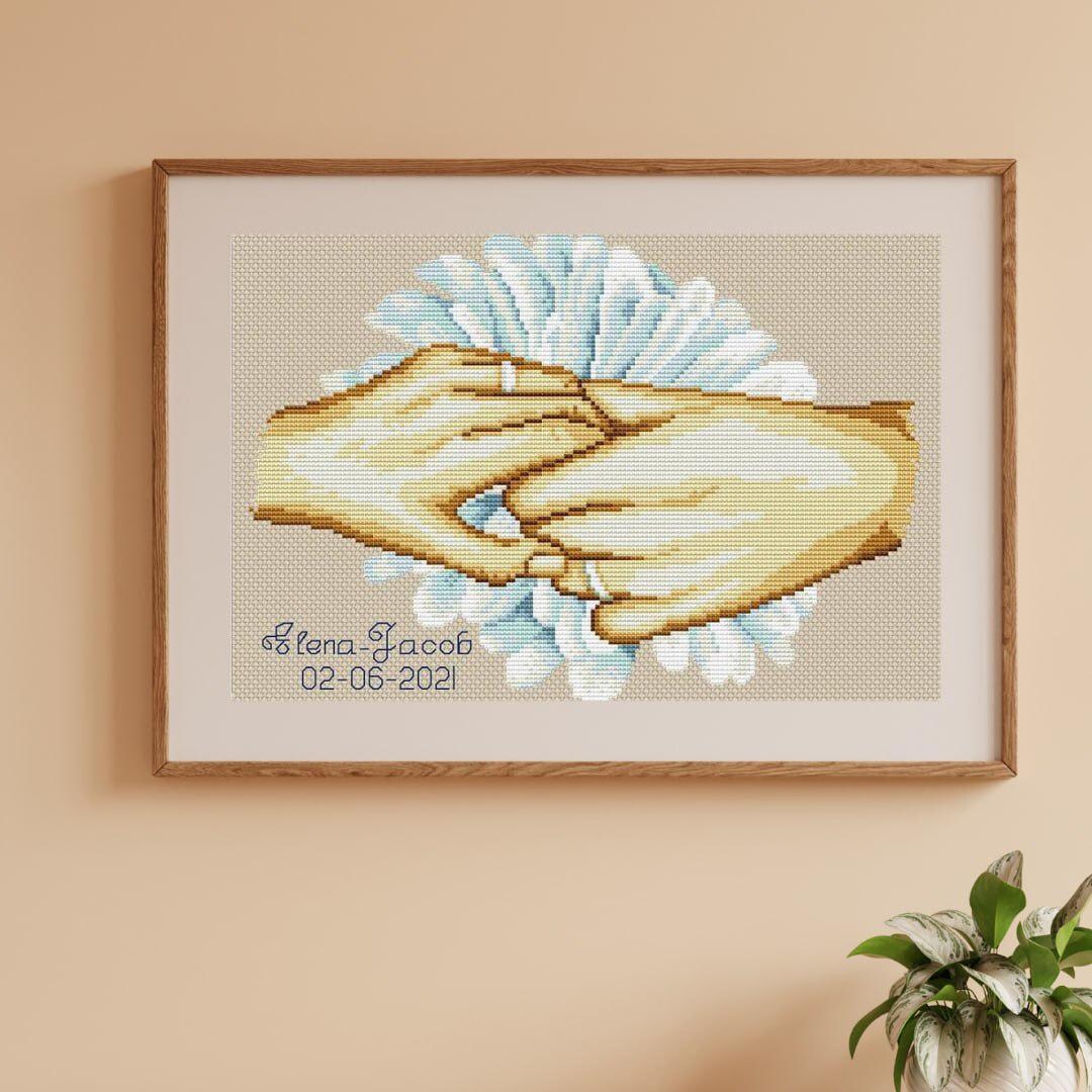 Custom Wedding Cross-stitch PDF Pattern, Just Married Cross Stitch ...