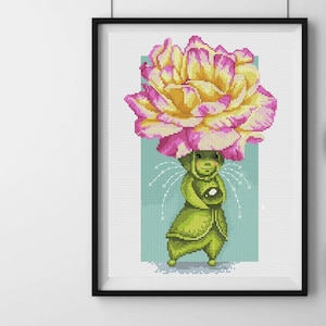 Rose cross stitch pattern, embroidery pattern, flower counted cross stitch