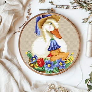 Oca pasquale Schema punto croce, cartolina pasquale Buona Pasqua,