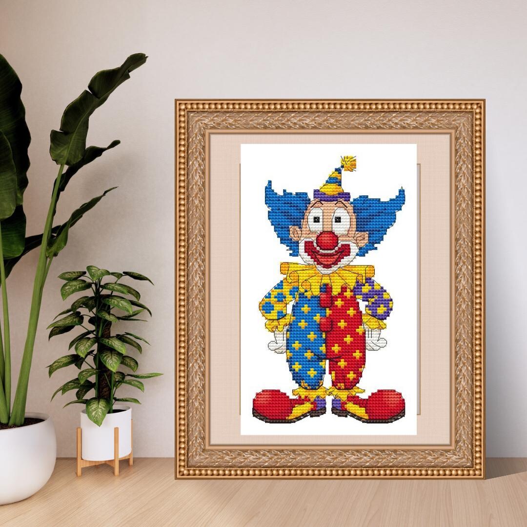 ピエロのクロスステッチパターン、サーカスのXステッチデザイン - Etsy