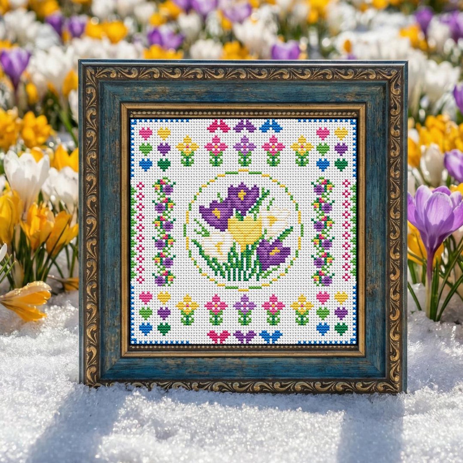 Crocuses Easy Cross Stitch Pattern, Spring Flower Sampler Xstitch - Etsy