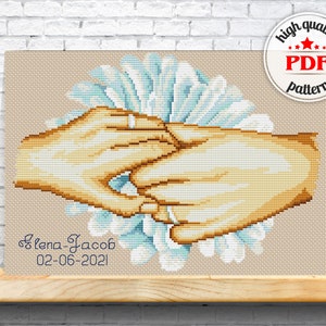 Custom Wedding Cross-stitch PDF Pattern, Just Married Cross Stitch ...
