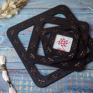 Black magnet frame, Wooden hoop for plastic canva, perforated paper, Embroidery craft supplies, cross stitch frame, needle minder