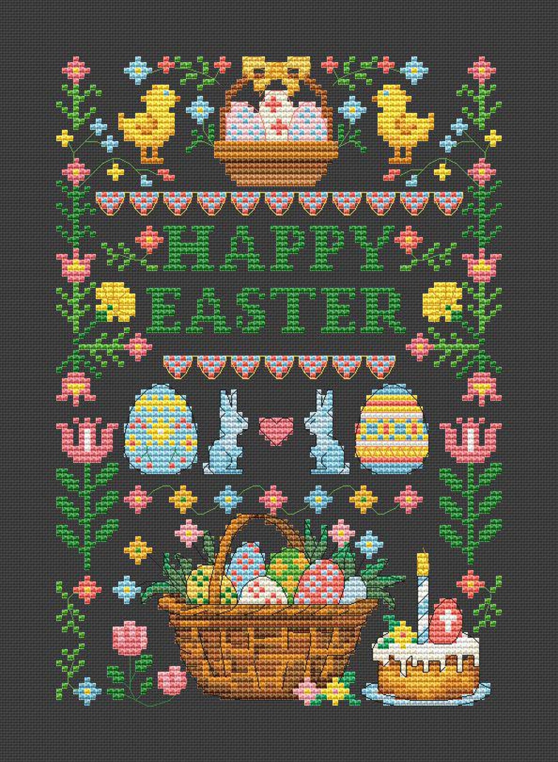 Happy Easter Sampler Cross Stitch Pattern - Etsy