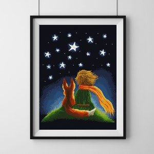 The Little Prince cross stitch pattern, counted cross stitch, PDF pattern image 1