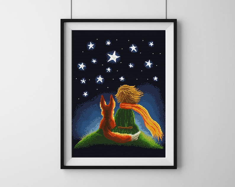 The Little Prince cross stitch pattern, counted cross stitch, PDF pattern image 1