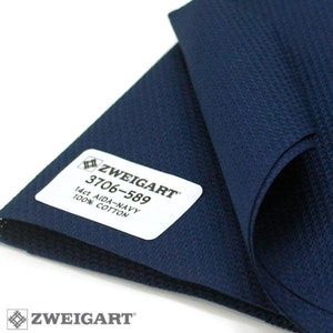 Zweigart Aida 14 ct. canvas, cross stitch canvas for embroidery, blue cotton mesh canvas, aida cross stitch cloth