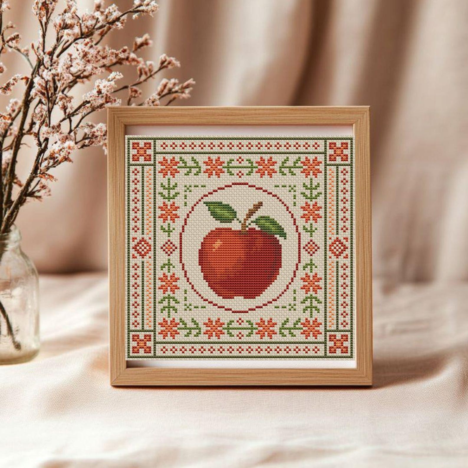 Apple Sampler Cross Stitch Pattern, Easy Fruit X-stitch, Food Design ...