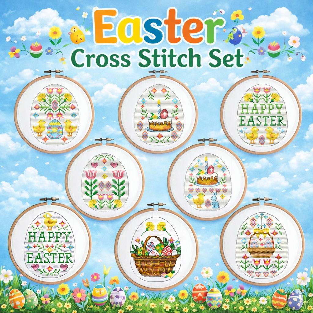 Easter Eggs Cross Stitch Pattern, Happy Easter Bundle 10 Designs X ...