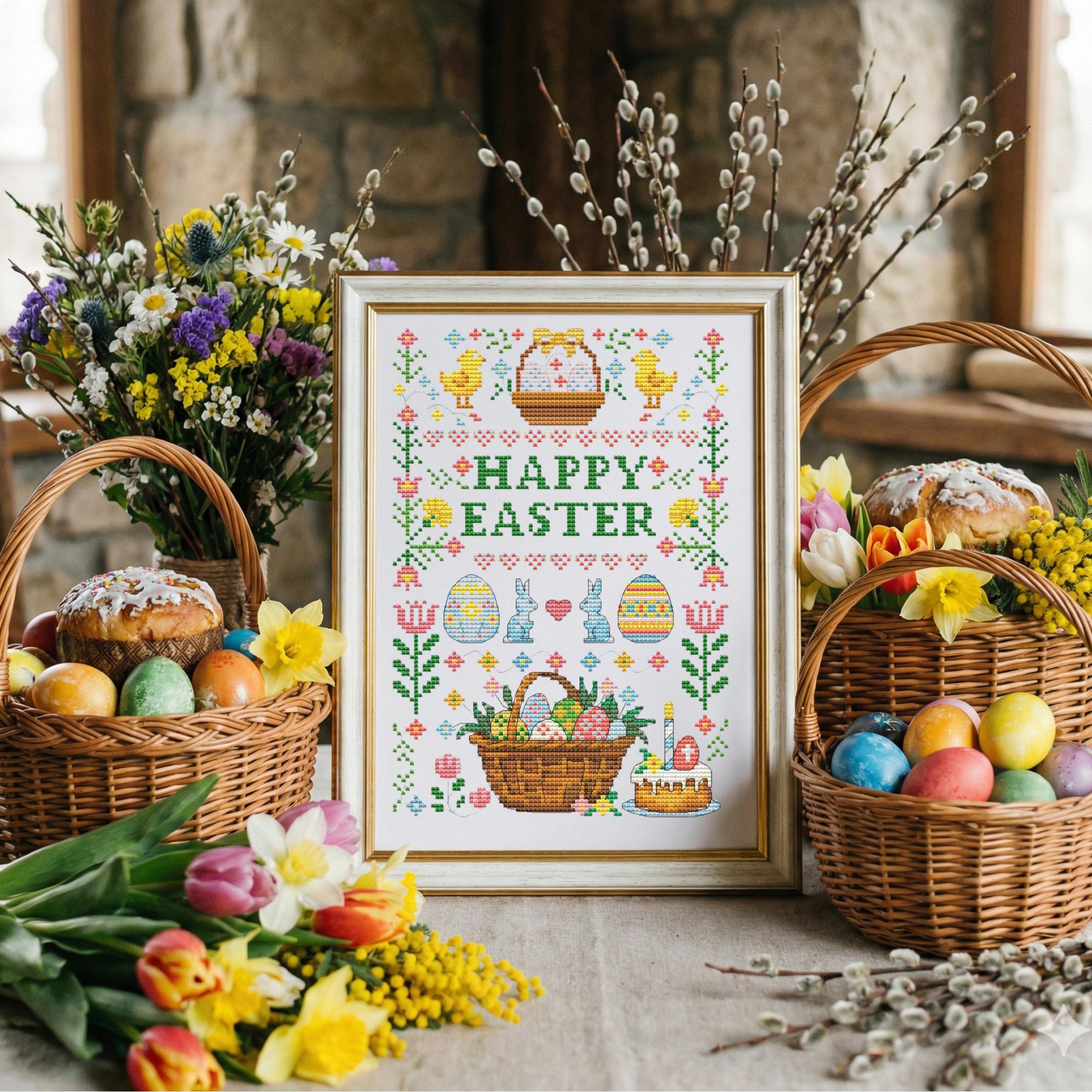 Happy Easter Sampler Cross Stitch Pattern - Etsy