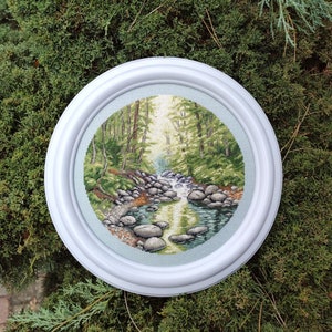 Landscape green forest cross-stitch pattern, embroidery PDF digital, Hand Embroidery, Counted cross stitch, Modern cross stitch
