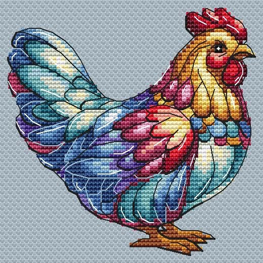 Kit De Broderie Au Point De Croix, Coq Poulet Awesocrafts