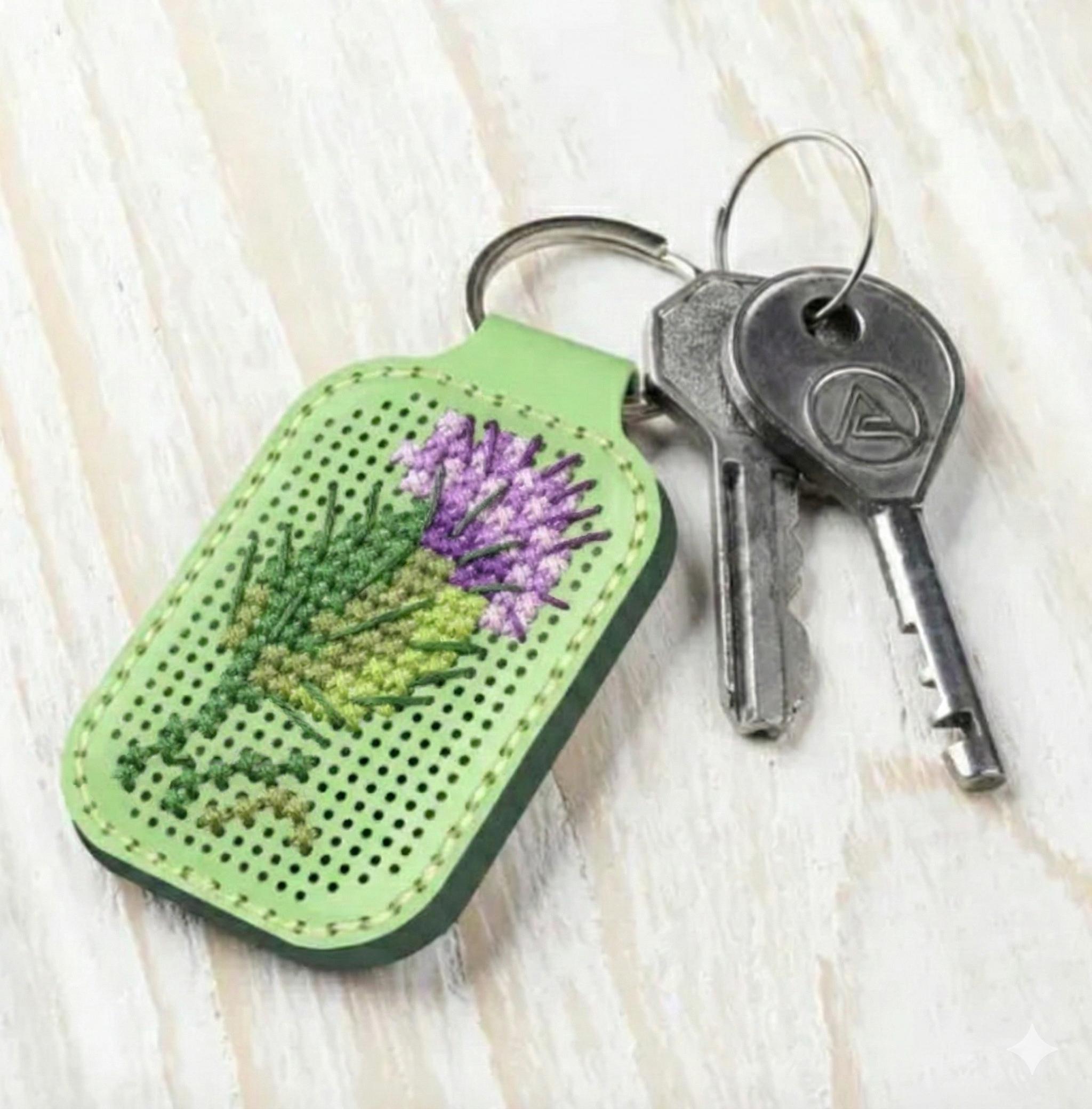 Stitchable Keychain Blank Cross Stitch DIY Kit, Set of 6 Cross