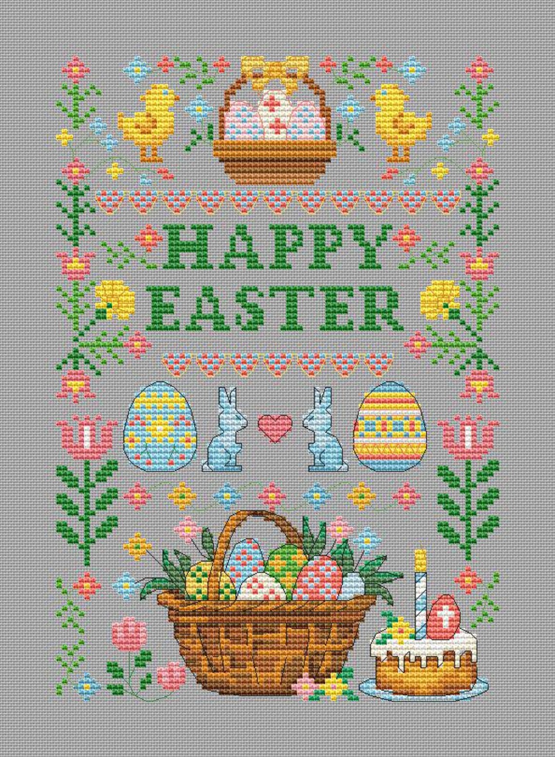 Happy Easter Sampler Cross Stitch Pattern - Etsy