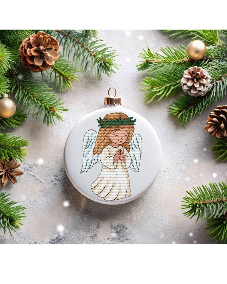 Religious Cross Pattern Christmas Angel Cross Stitch Pattern, Little Praying Angel PDF ...