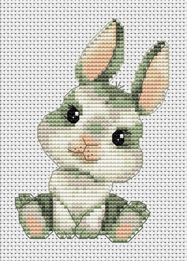 PDF Easter Bunny Cross Stitch Pattern, Rabbit Embroidery Design ...