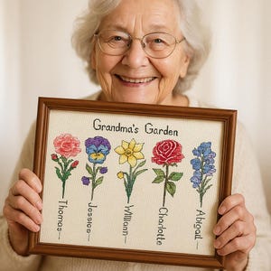 Birth flowers cross stitch pattern, Month Flower x-stitch, Personalized name floral design