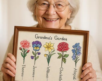 Birth flowers cross stitch pattern, Month Flower x-stitch, Personalized name floral design