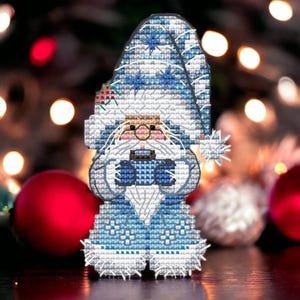 Wichtel mit Kaffee Kreuzstichmuster, Weihnacht Geschenk, Weihnachtszwerg mit Kaffee Kreuzstichmuster