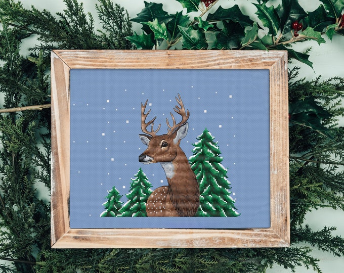 Cross Stitch Pattern - Deer in the Forest Cross Stitch Pattern ...