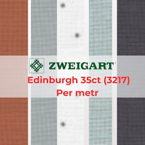 Terracotta & gray cross stitch fabric, Zweigart Edinburgh 35ct canvas, polka dot linen needlepoint cloth, black evenweave fabric, 16 colors