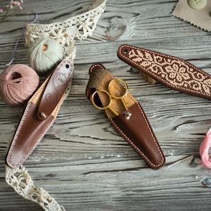 Scissors cover making kit, cross-stitch embroidery DIY set, floral xstitch pattern, embroidered case for scissors, beadwork supply tool