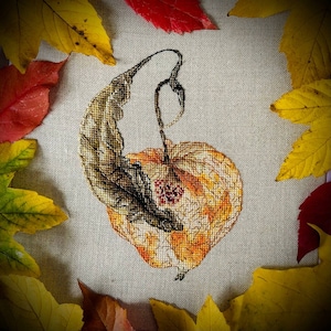 Physalis Kreuzstichmuster, Stickmuster, Stickvorlage, PDF Stickvorlage, Stickbild mit Blumenmuster