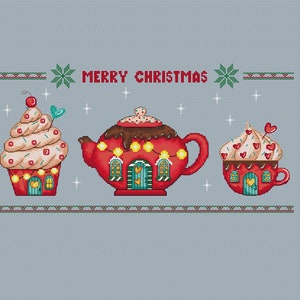 Merry Christmas cross-stitch pattern, Xmas sampler embroidery design, festive needlepoint digital files