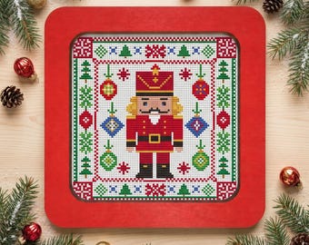 Nutcracker cross stitch pattern, Christmas Soldier sampler xstitch