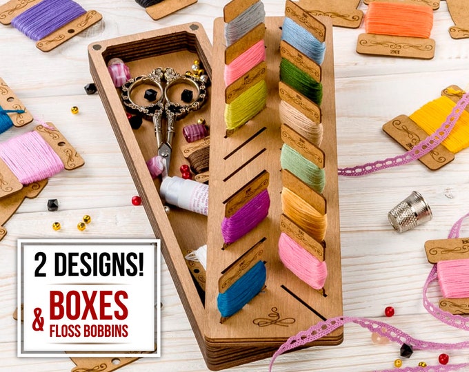Cross Stitch Organizer With Floss Bobbin Holder and 28 Floss Etsy