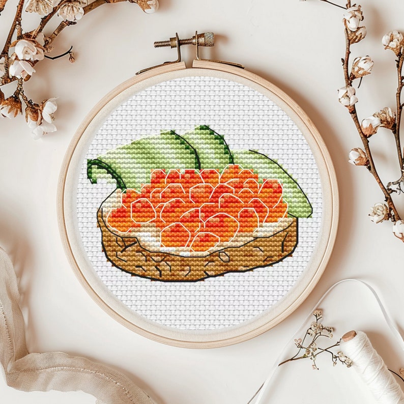 Tomato Sandwich Cross Stitch Pattern, Caviar Sandwich Food Sampler ...