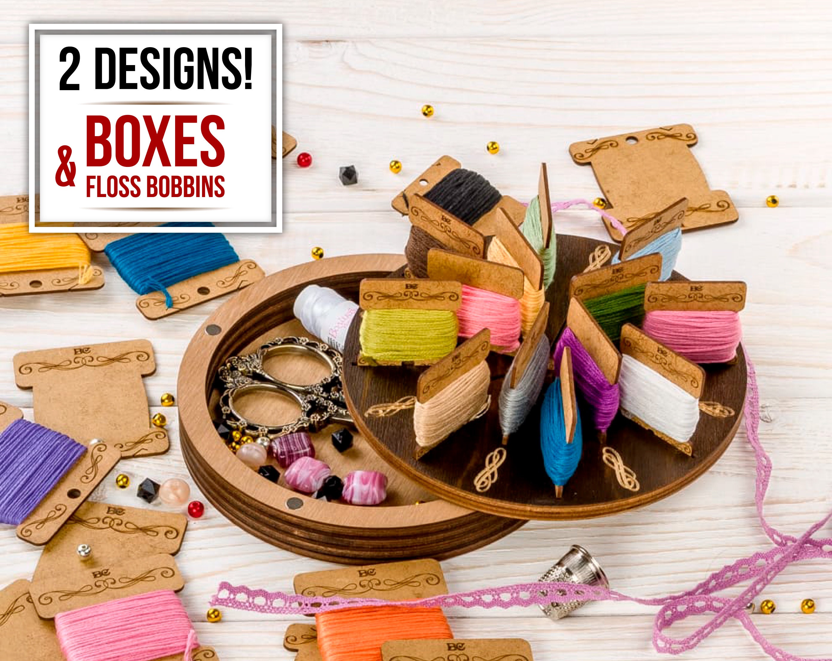 18 Floss Bobbins & Cross Stitch Box Embroidery Threads Etsy UK