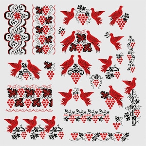 Set of Ukrainian cross stitch patterns, traditional folk embroidery, PES & Saga digital files, vyshyvanka embroidery