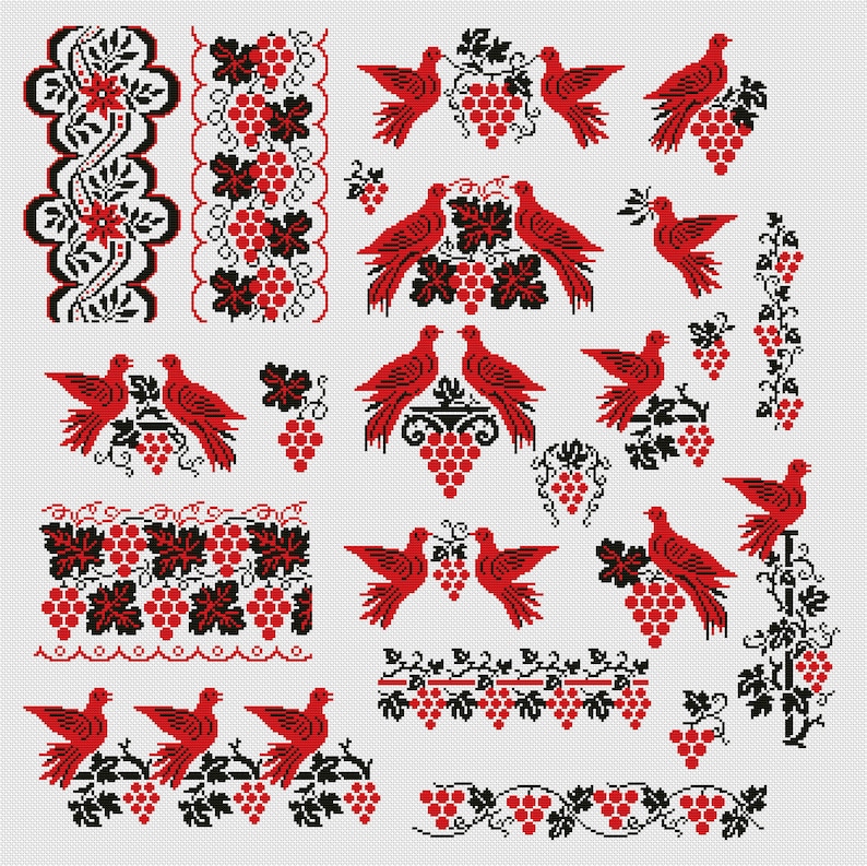Set of Ukrainian cross stitch patterns, traditional folk embroidery, PES & Saga digital files, vyshyvanka embroidery image 1