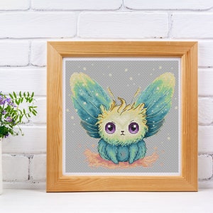 Moth cross stitch pattern, kids room embroidery, hand embroidery design