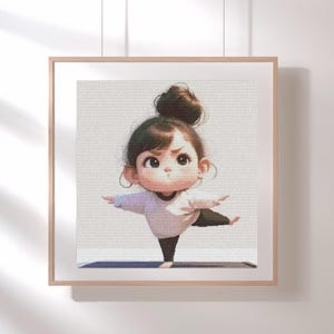 Yoga asana cross stitch, zen x-stitch design PDF, yoga girl needlepoint didital
