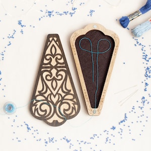 Embroidery scissors holder, Plywood etui for small sewing accessories and scissors storage, Scissors case, Modern cross stitch tools