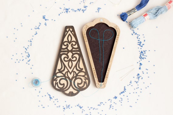 Embroidery scissors holder, Plywood etui for small sewing accessories and scissors storage, Scissors case, Modern cross stitch tools