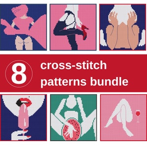Bundle Erotik Kreuzstich Stickmuster, einfach Kreuzstich Zählmuster, Sexy Kreuzstich Stickmuster