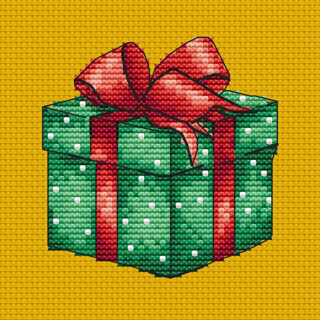 Gift Box Crossstitch Pattern Christmas Gift Embroidery Cross Etsy
